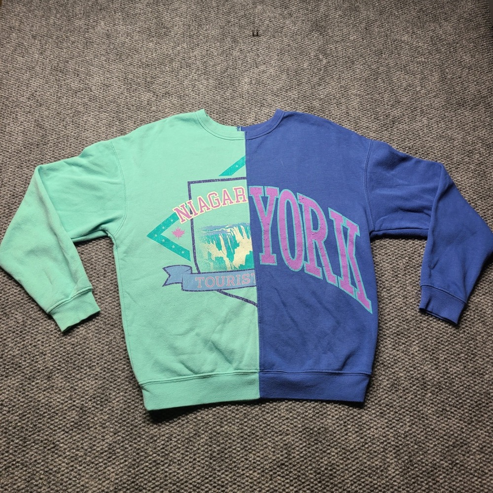Wild Fable Niagara York Colorblock Sweatshirt Blue Green Small artsy
